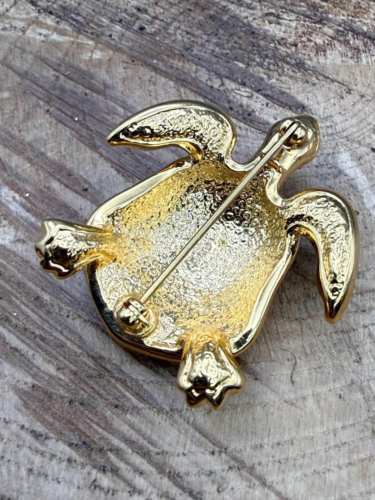 Vintage Sea Turtle Brooch, Rhinestone Flippers