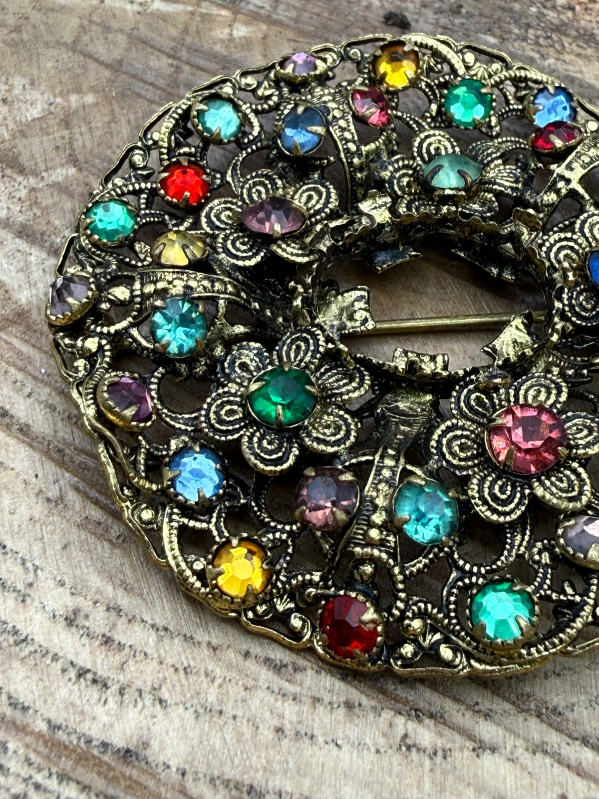 Art Deco Czech Floral Wreath Brooch