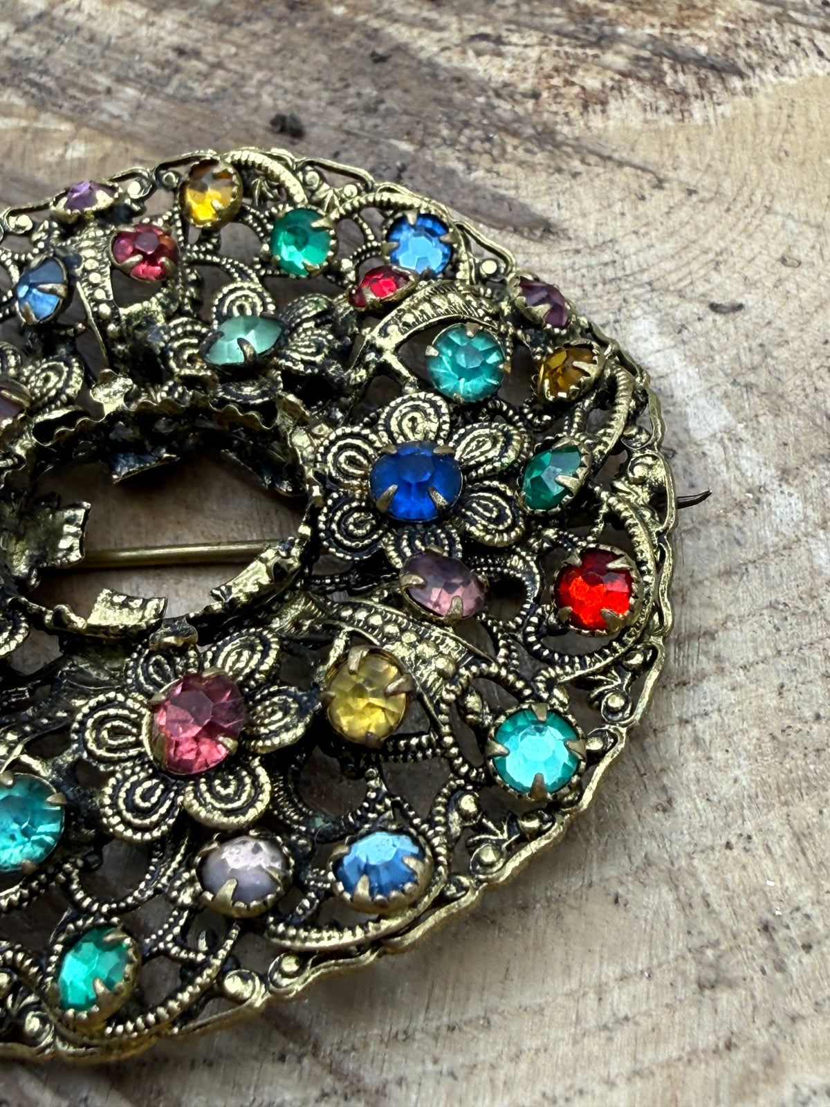 Art Deco Czech Floral Wreath Brooch