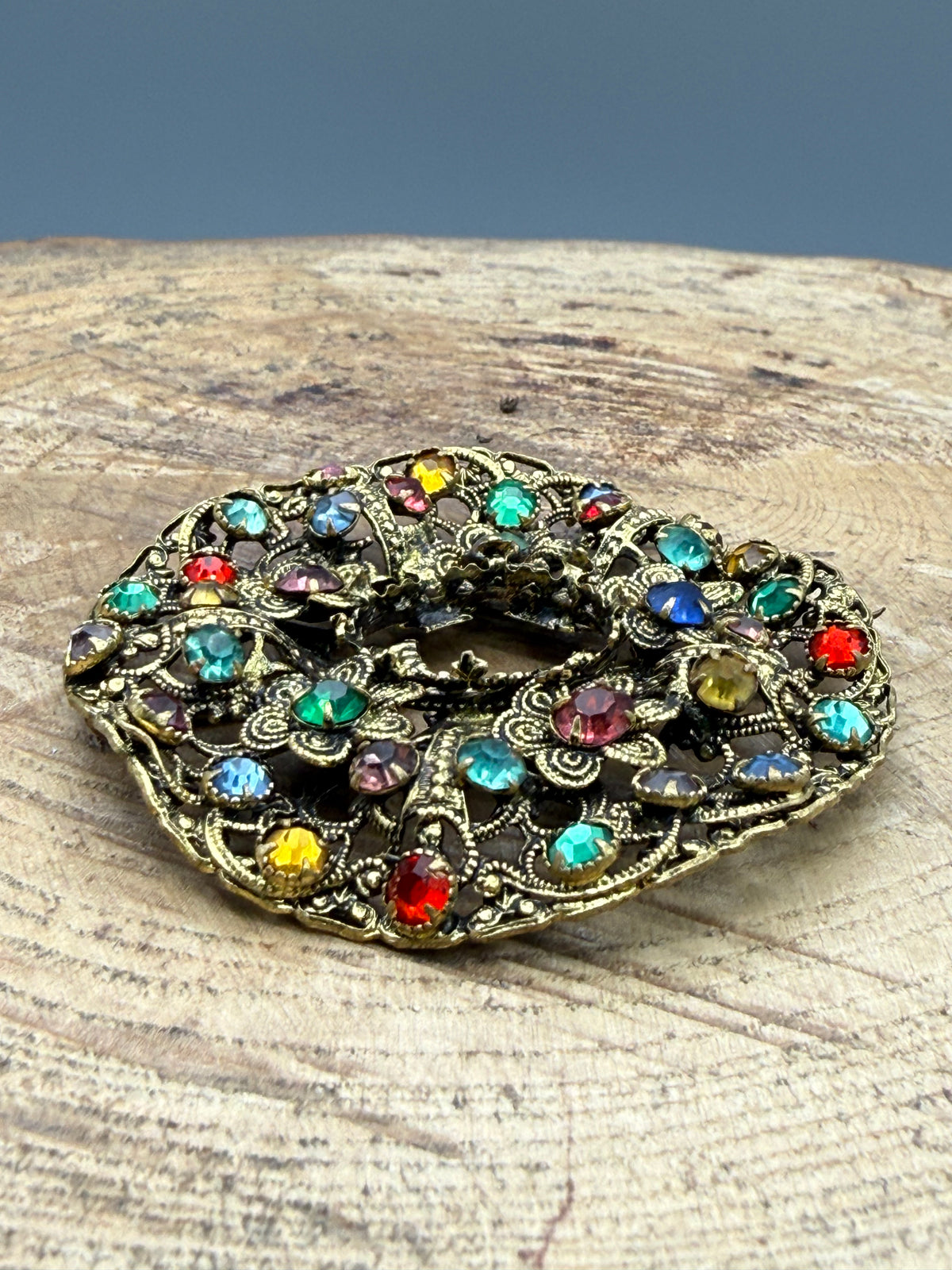 Art Deco Czech Floral Wreath Brooch