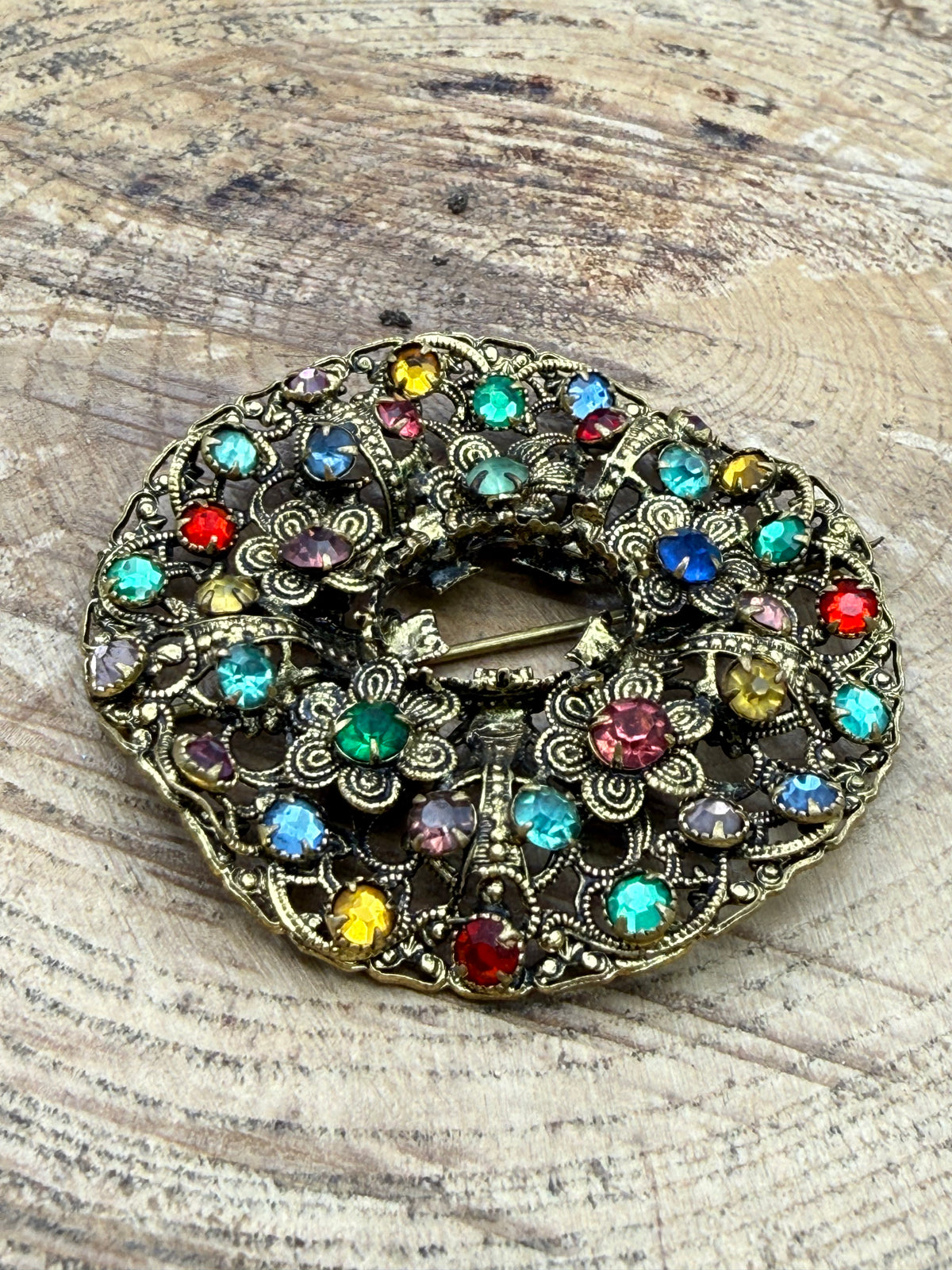 Art Deco Czech Floral Wreath Brooch