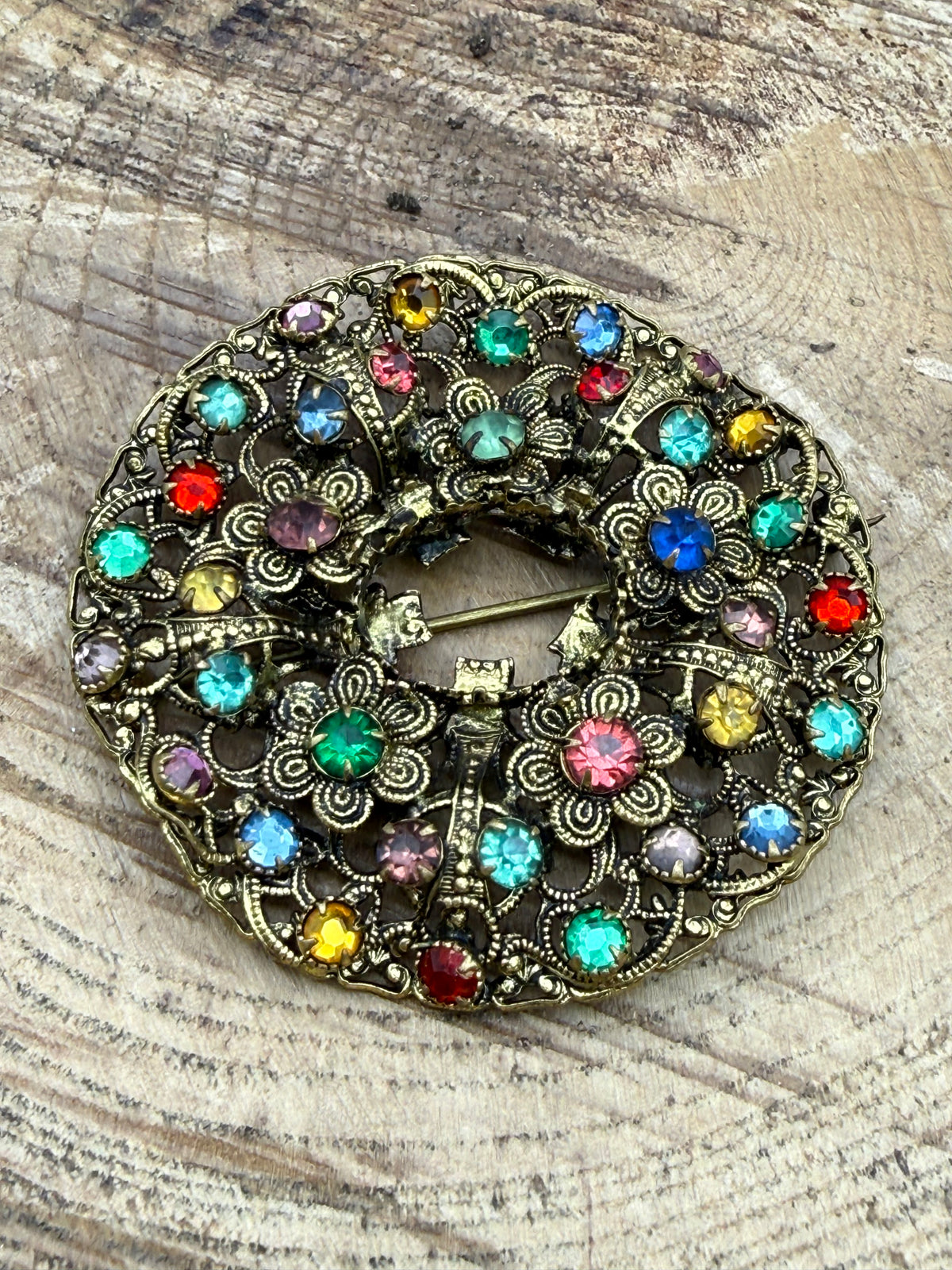 Art Deco Czech Floral Wreath Brooch