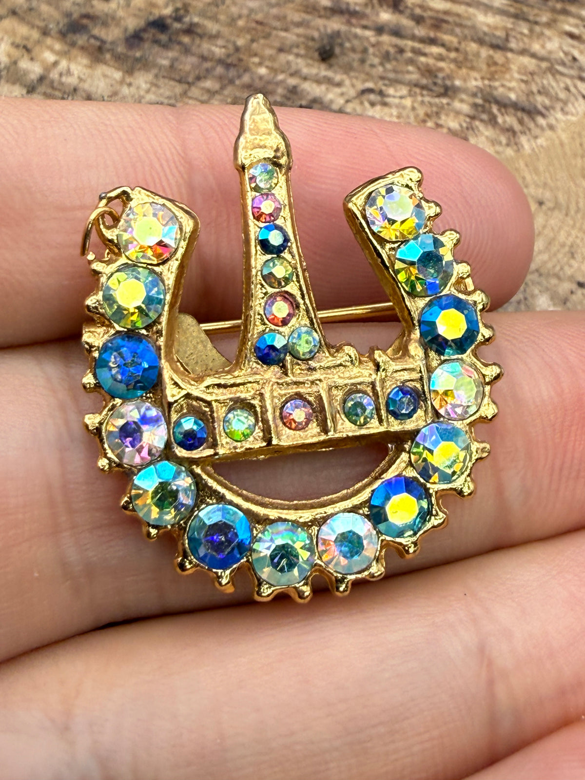 Vintage Blackpool Tower Souvenir Brooch, Aurora Borealis Rhinestone