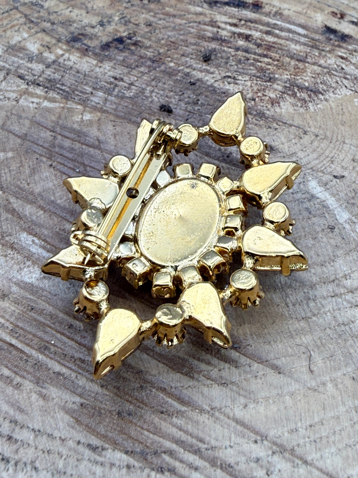 Vintage Brown Glass Starburst Brooch
