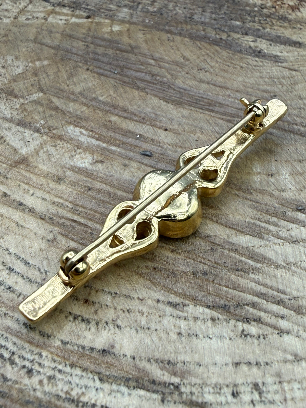Vintage Green Glass Bar Brooch