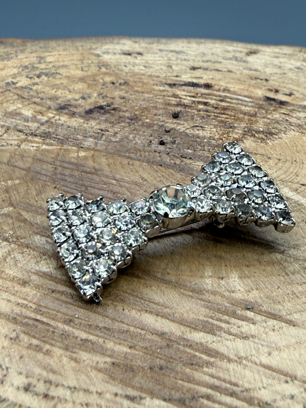 Vintage Pavé Rhinestone Bow Brooch, Mid Century
