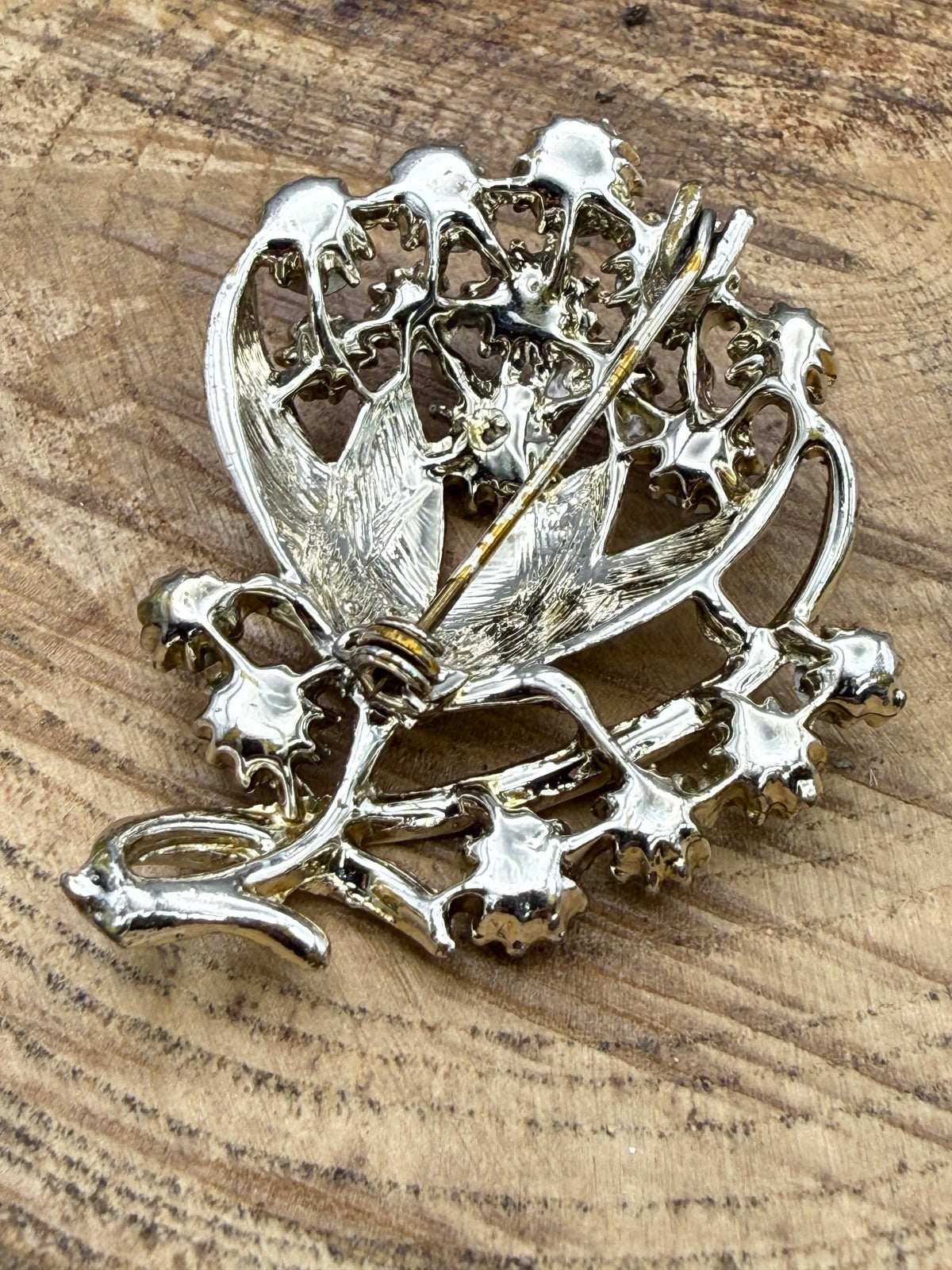 Vintage Red & Purple Aurora Borealis Flower Spray Brooch