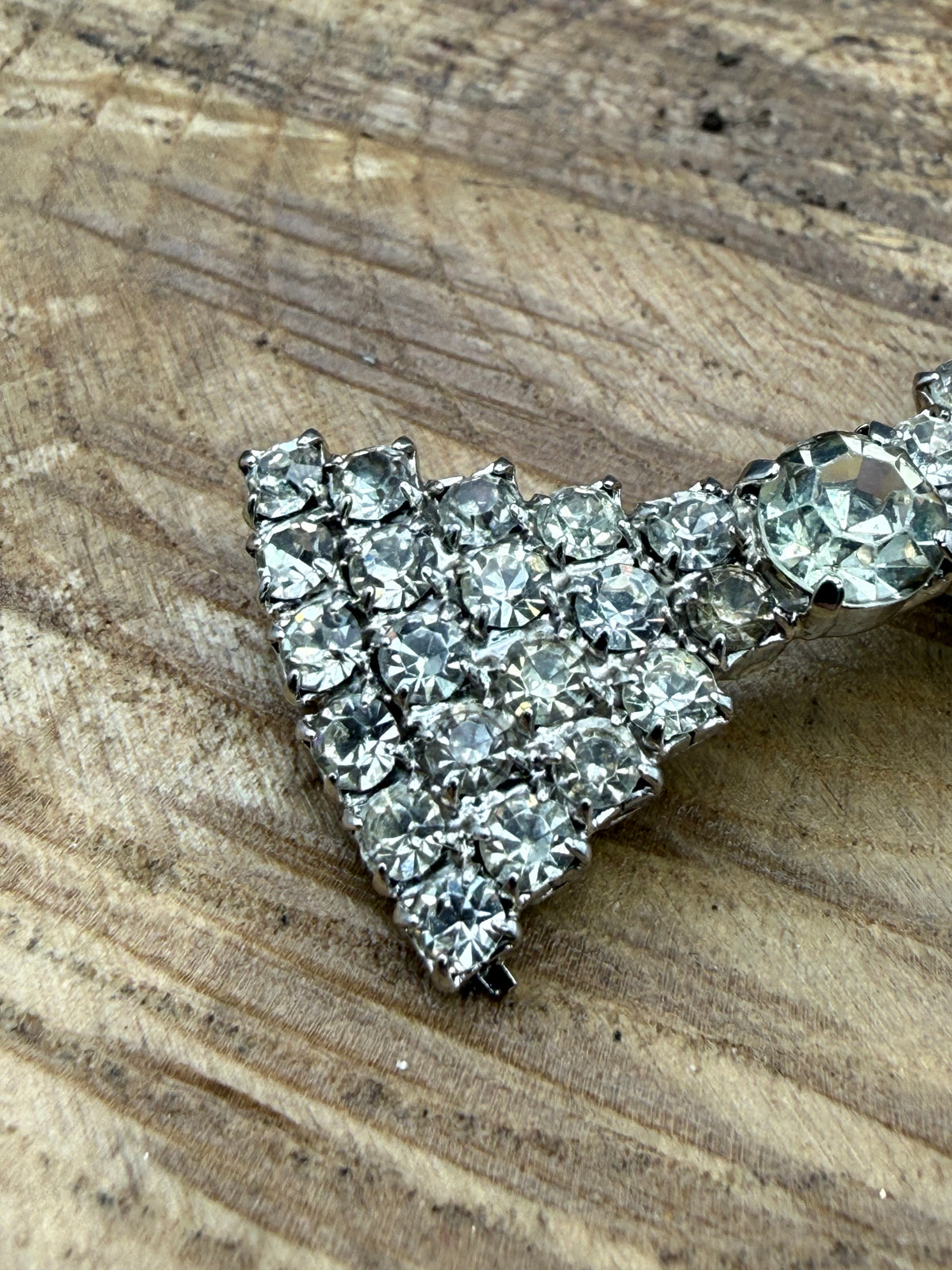 Vintage Pavé Rhinestone Bow Brooch, Mid Century