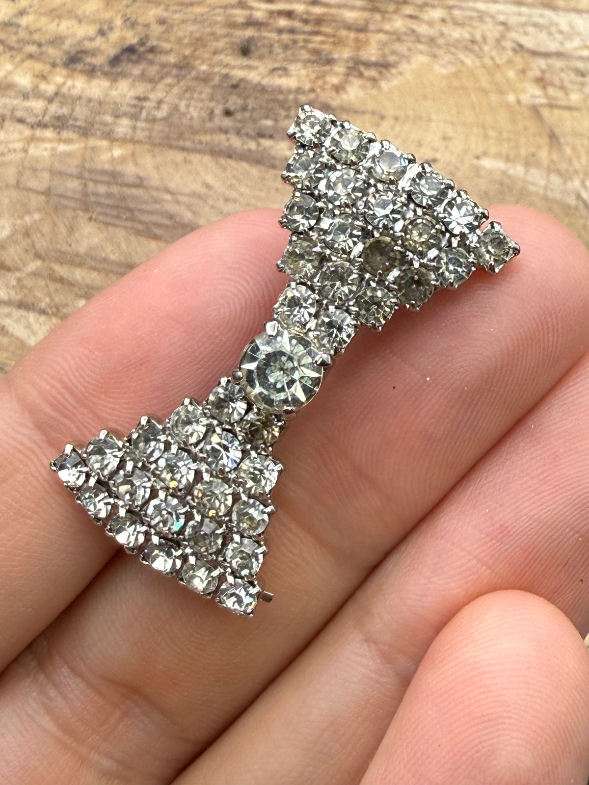Vintage Pavé Rhinestone Bow Brooch, Mid Century