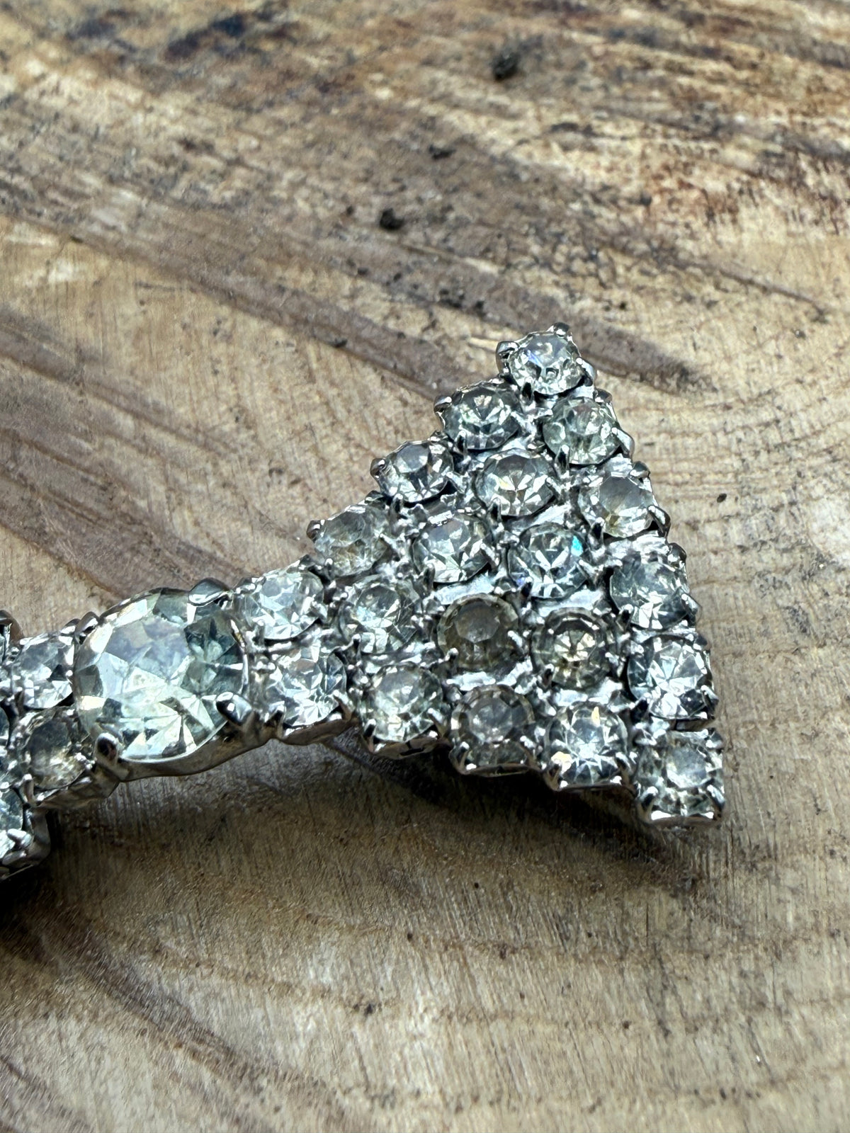Vintage Pavé Rhinestone Bow Brooch, Mid Century