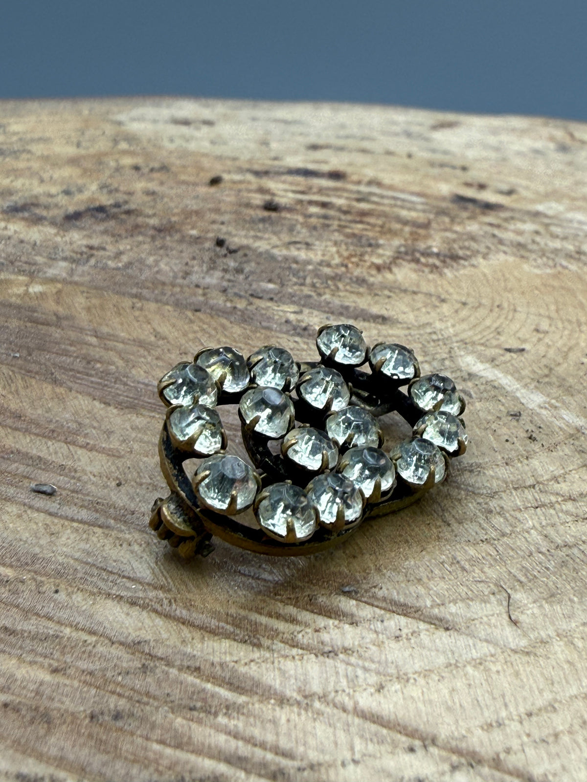 Antique Interlocking Lover's Knot Brooch, Clear Paste