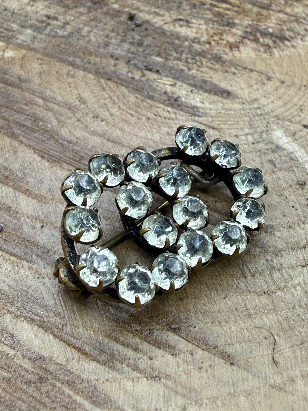 Antique Interlocking Lover's Knot Brooch, Clear Paste