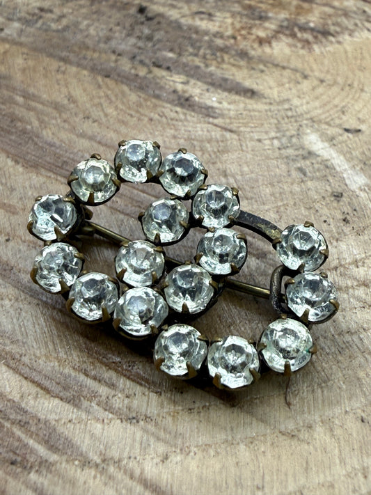 Antique Interlocking Lover's Knot Brooch, Clear Paste