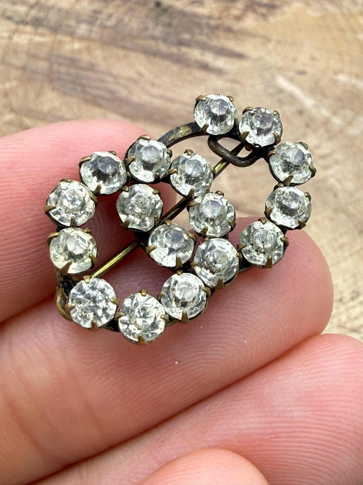 Antique Interlocking Lover's Knot Brooch, Clear Paste