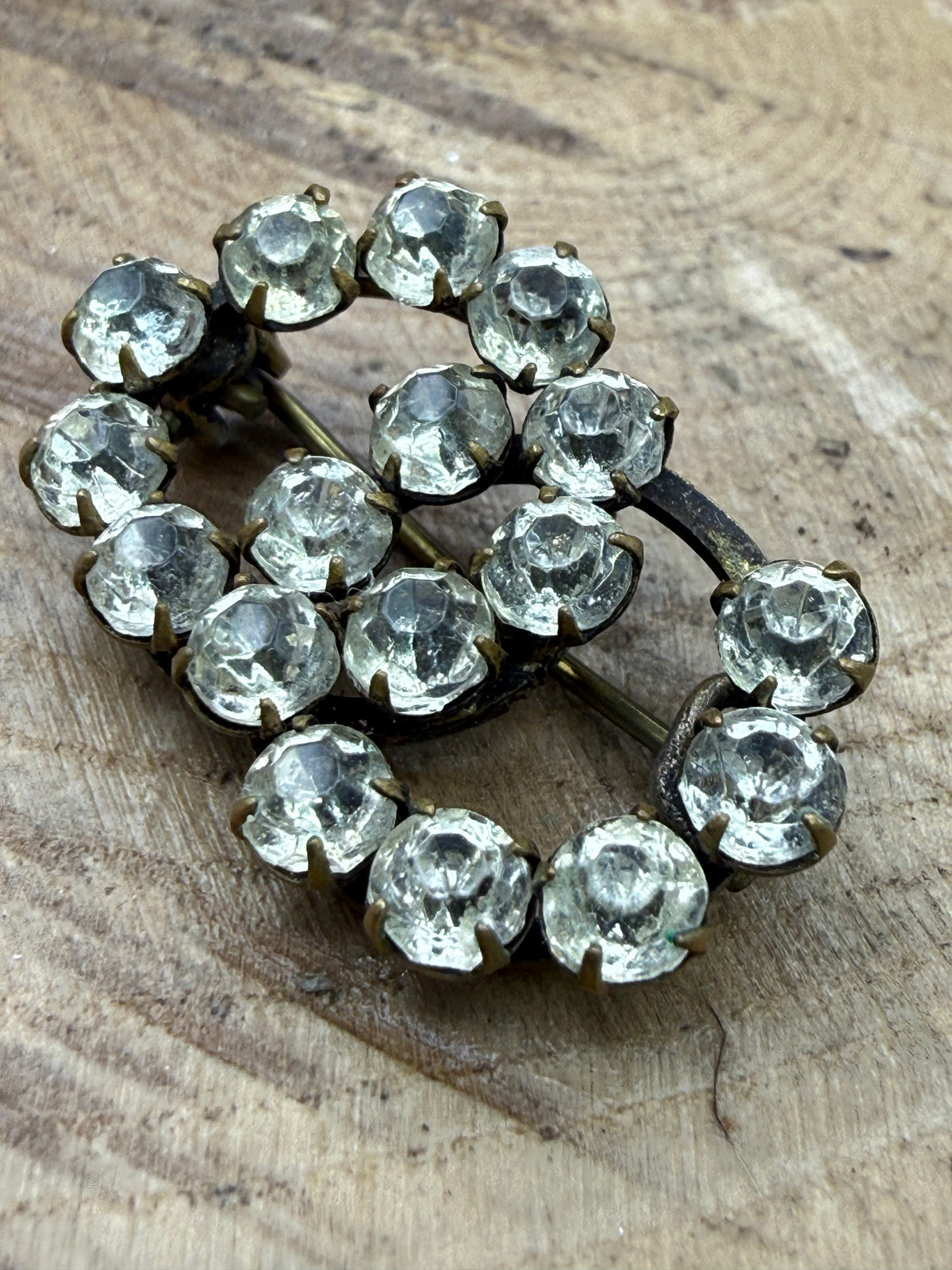 Antique Interlocking Lover's Knot Brooch, Clear Paste