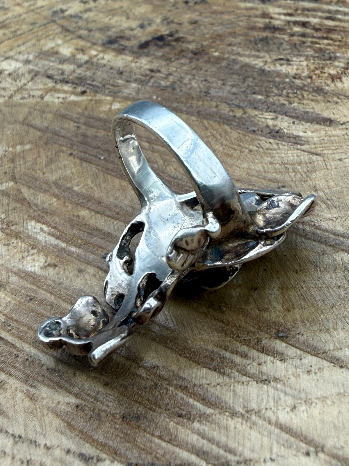 Vintage Sterling Silver Rose Half Finger Ring