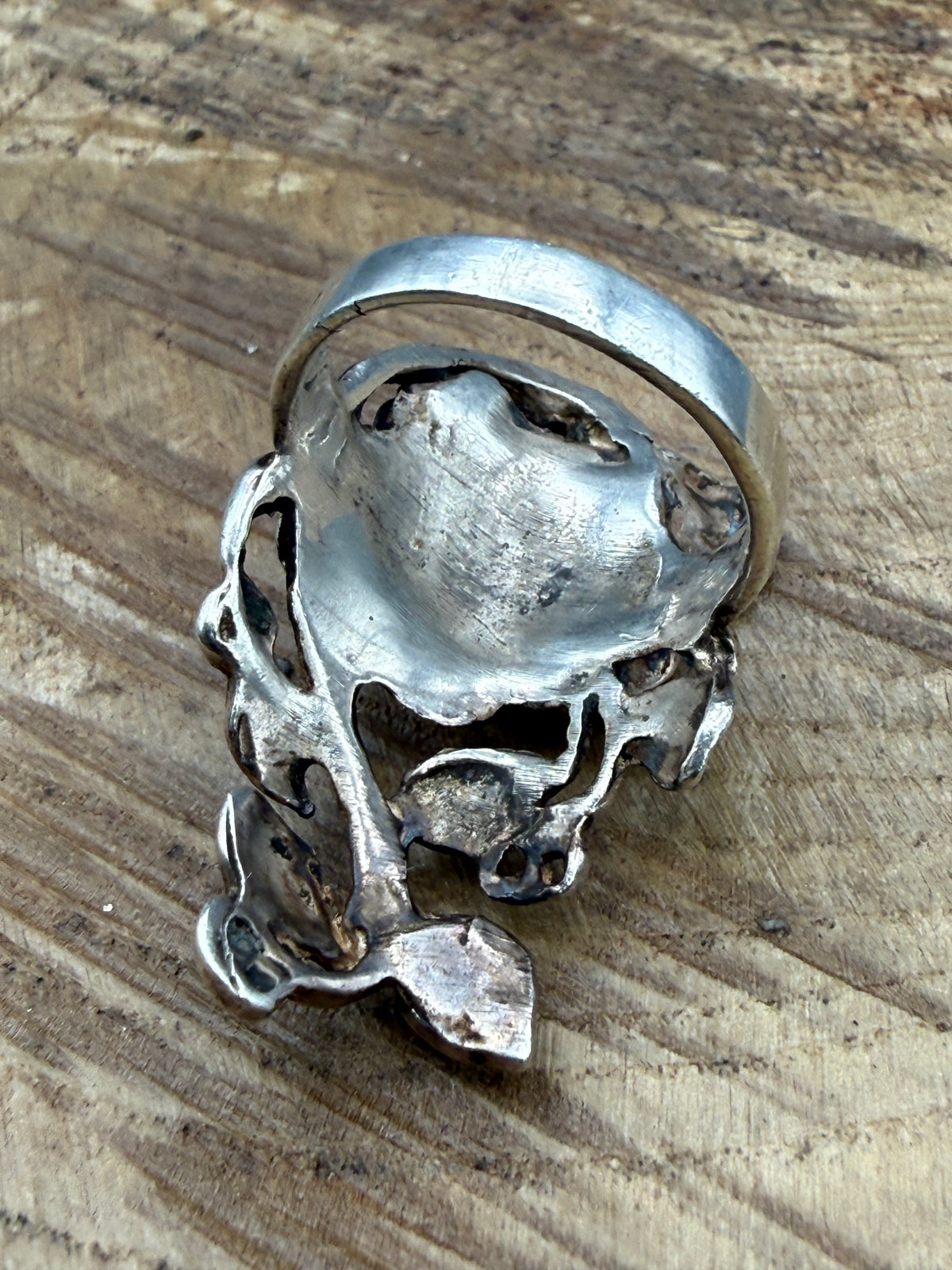Vintage Sterling Silver Rose Half Finger Ring