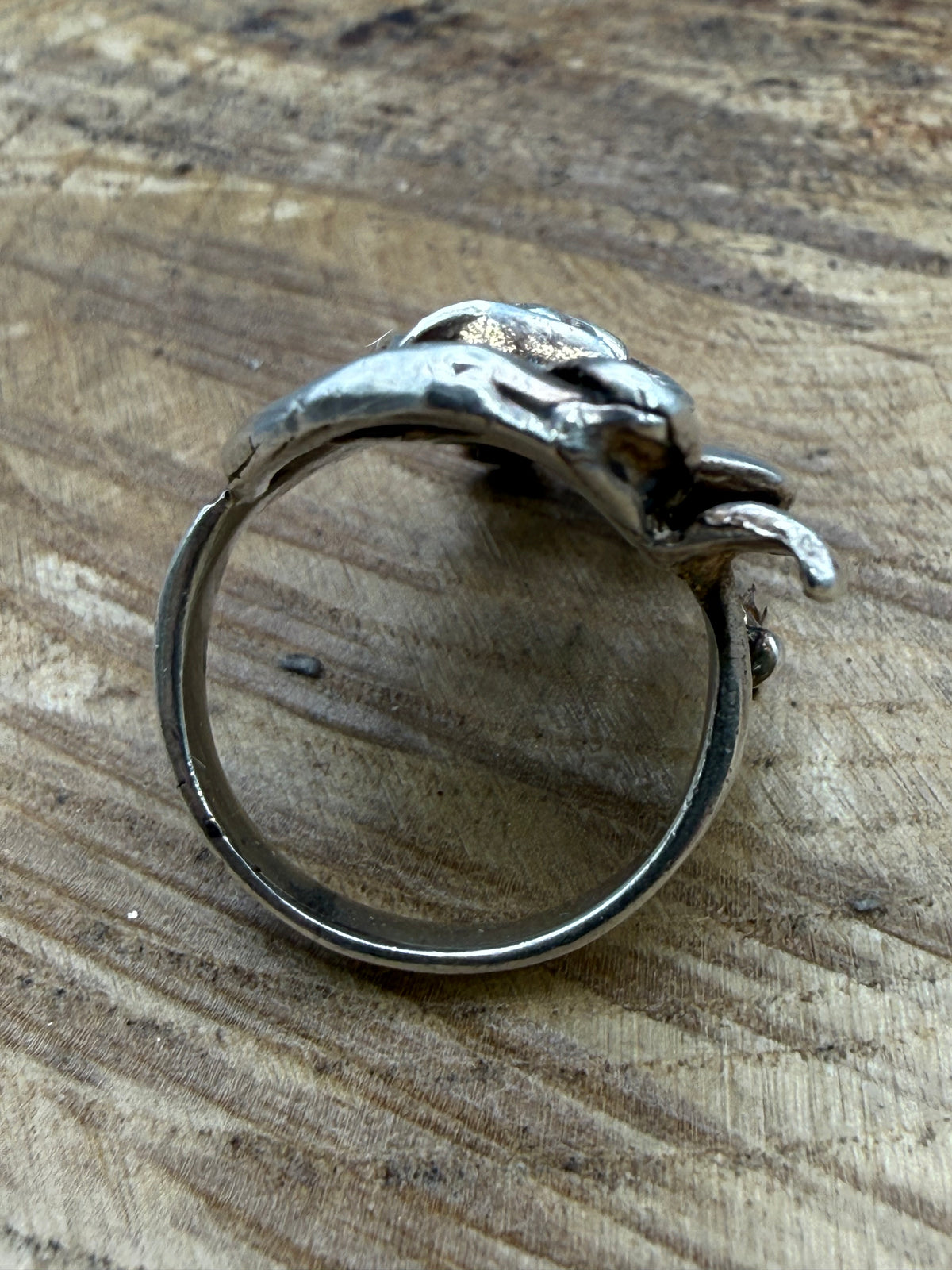 Vintage Sterling Silver Rose Half Finger Ring