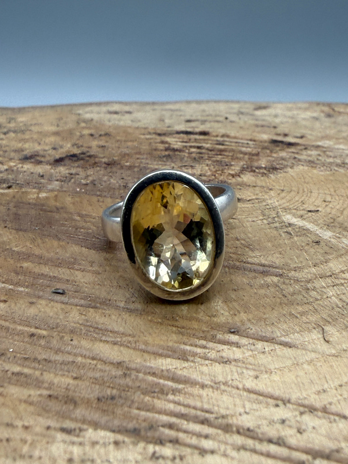Vintage Sterling Silver Citrine Ring, UK Size N