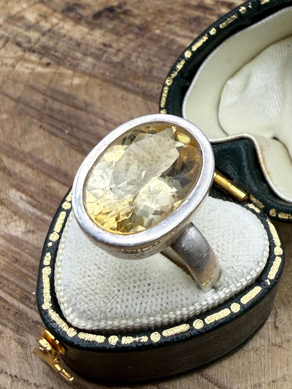 Vintage Sterling Silver Citrine Ring, UK Size N