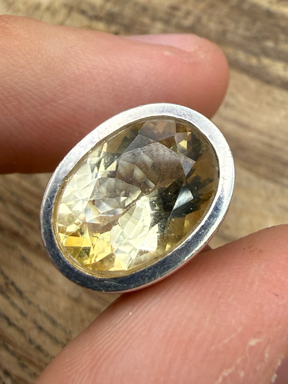 Vintage Sterling Silver Citrine Ring, UK Size N