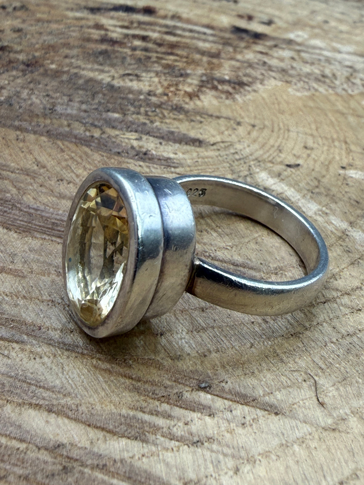 Vintage Sterling Silver Citrine Ring, UK Size N
