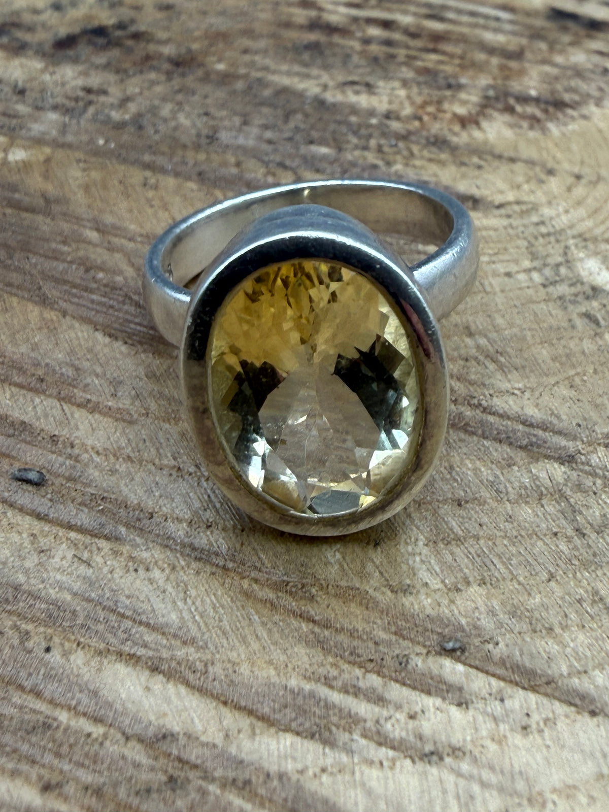 Vintage Sterling Silver Citrine Ring, UK Size N