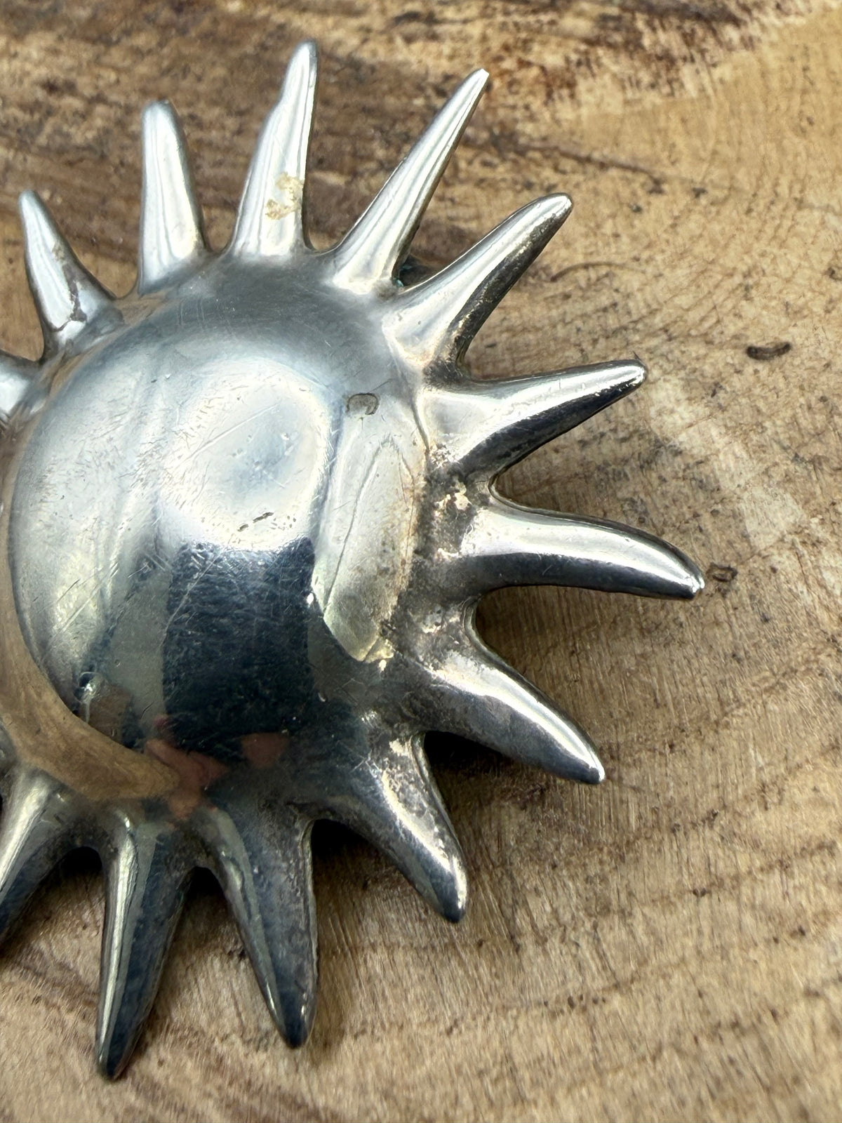 Vintage Sterling Silver Sun Brooch, Celestial Sunburst