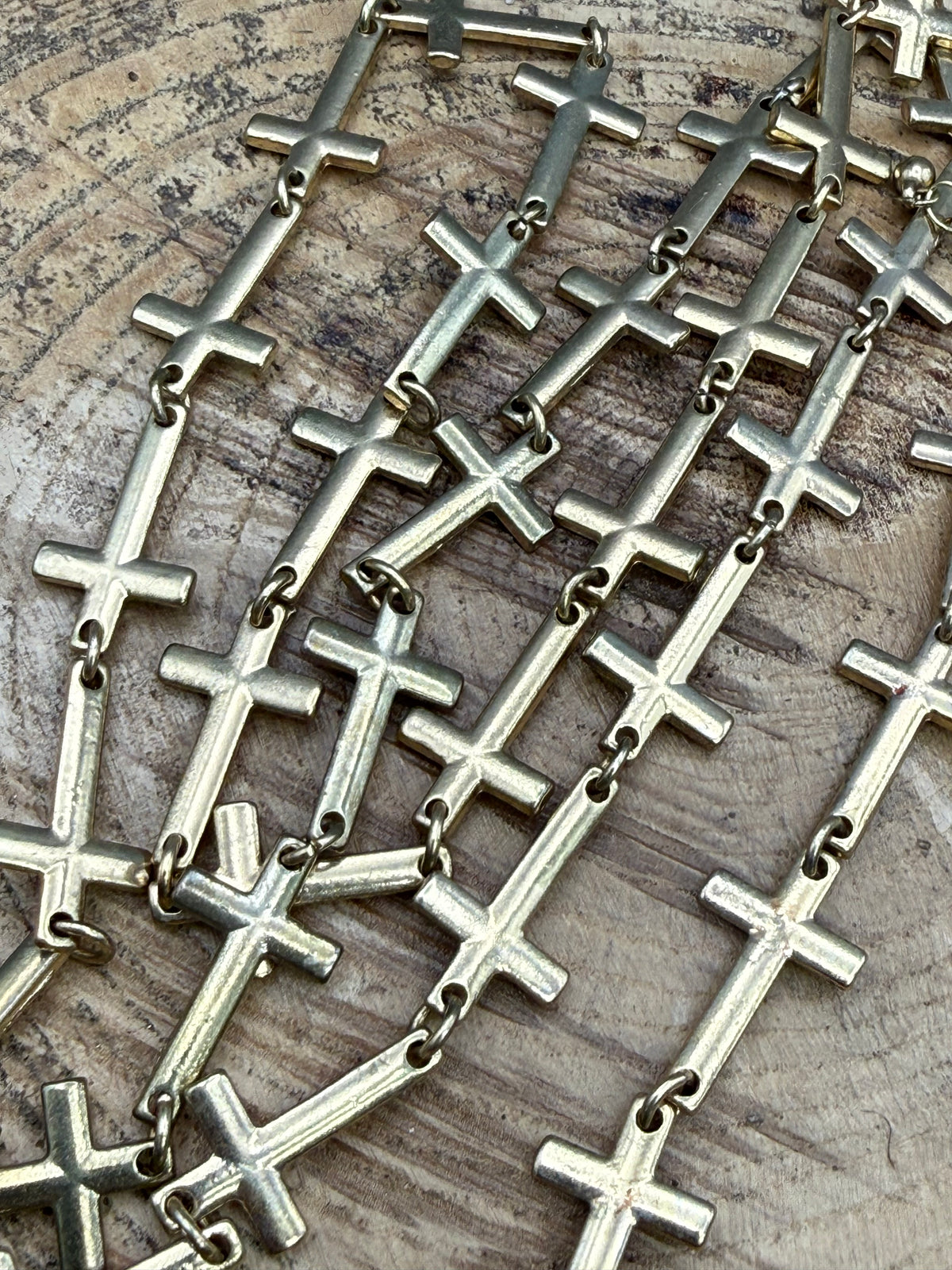 Vintage Cascading Crosses Statement Necklace