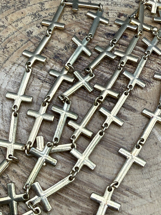 Vintage Cascading Crosses Statement Necklace