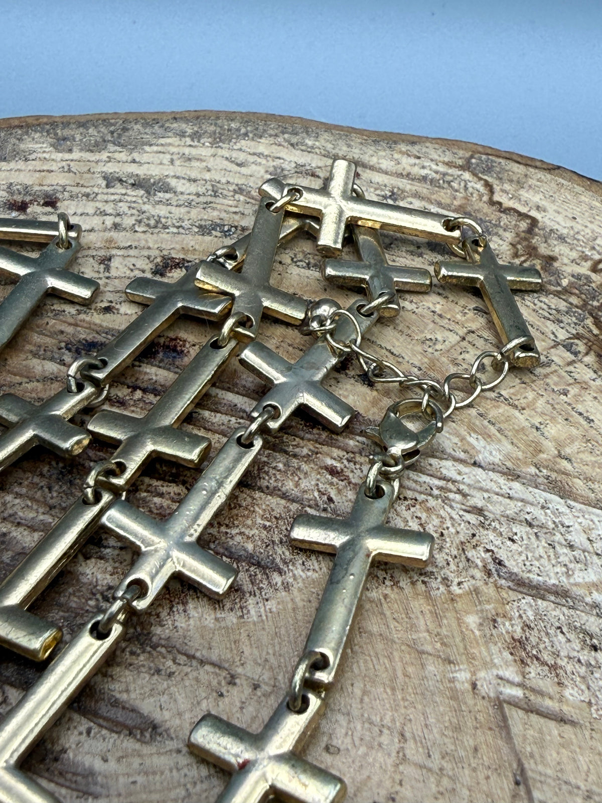 Vintage Cascading Crosses Statement Necklace
