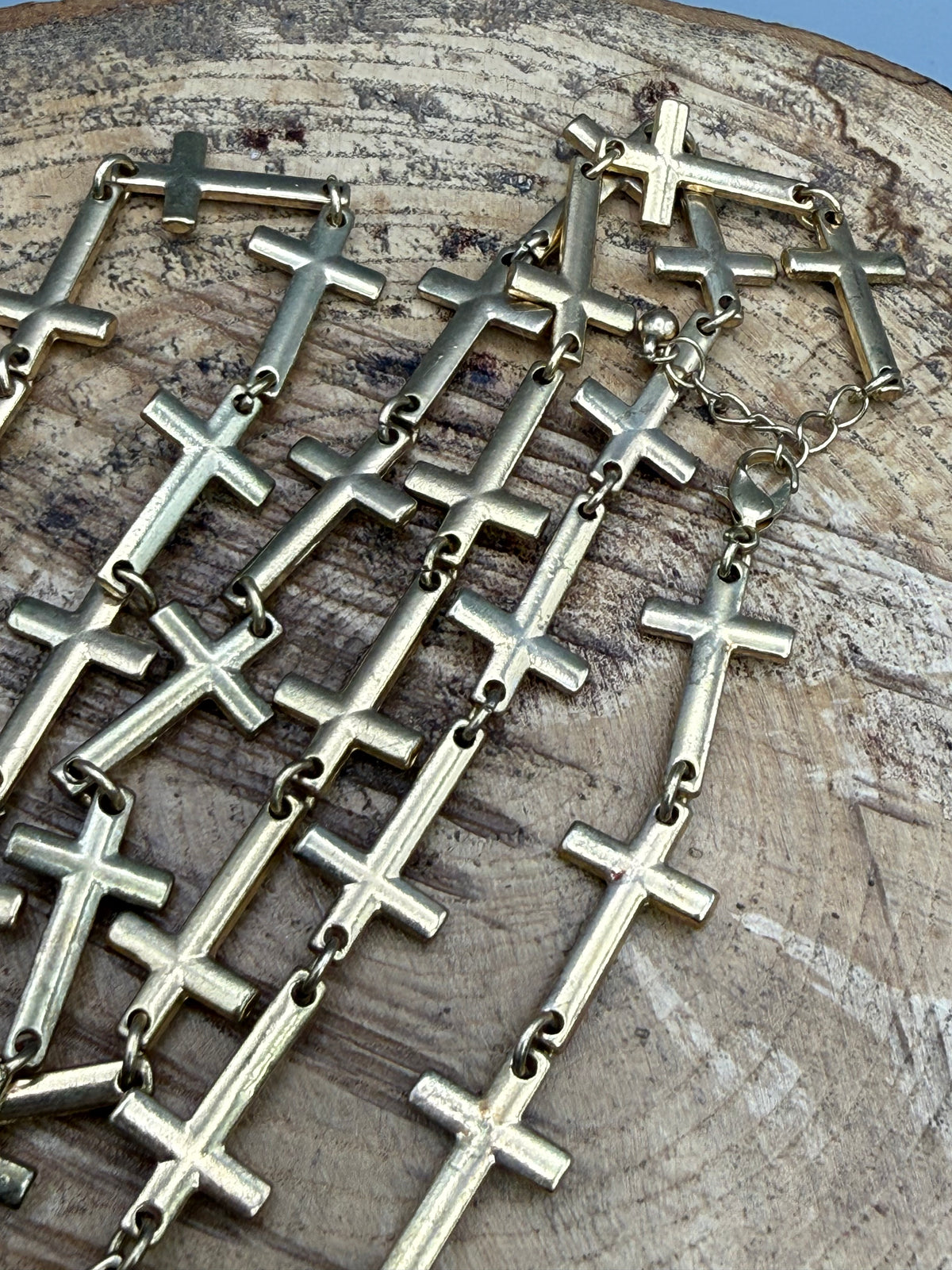 Vintage Cascading Crosses Statement Necklace