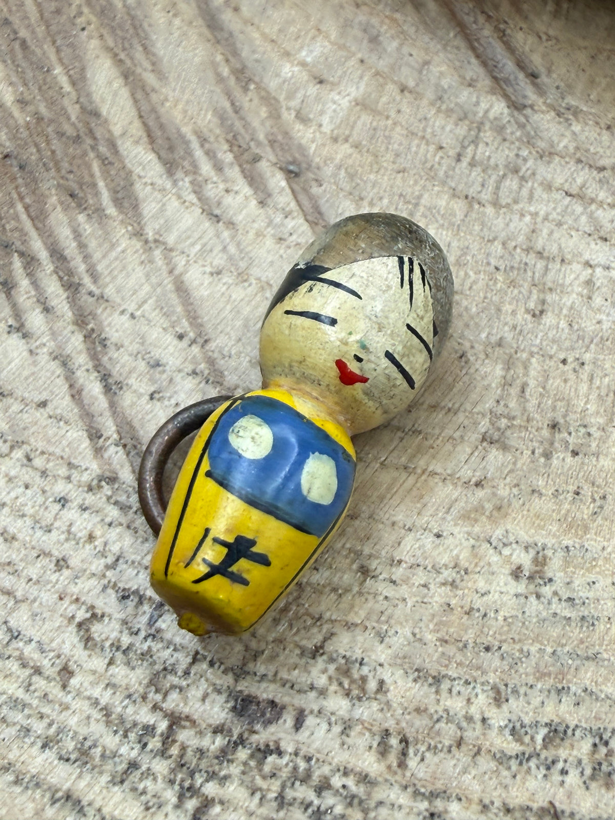 Vintage Painted Wood Kokeshi Doll Charm