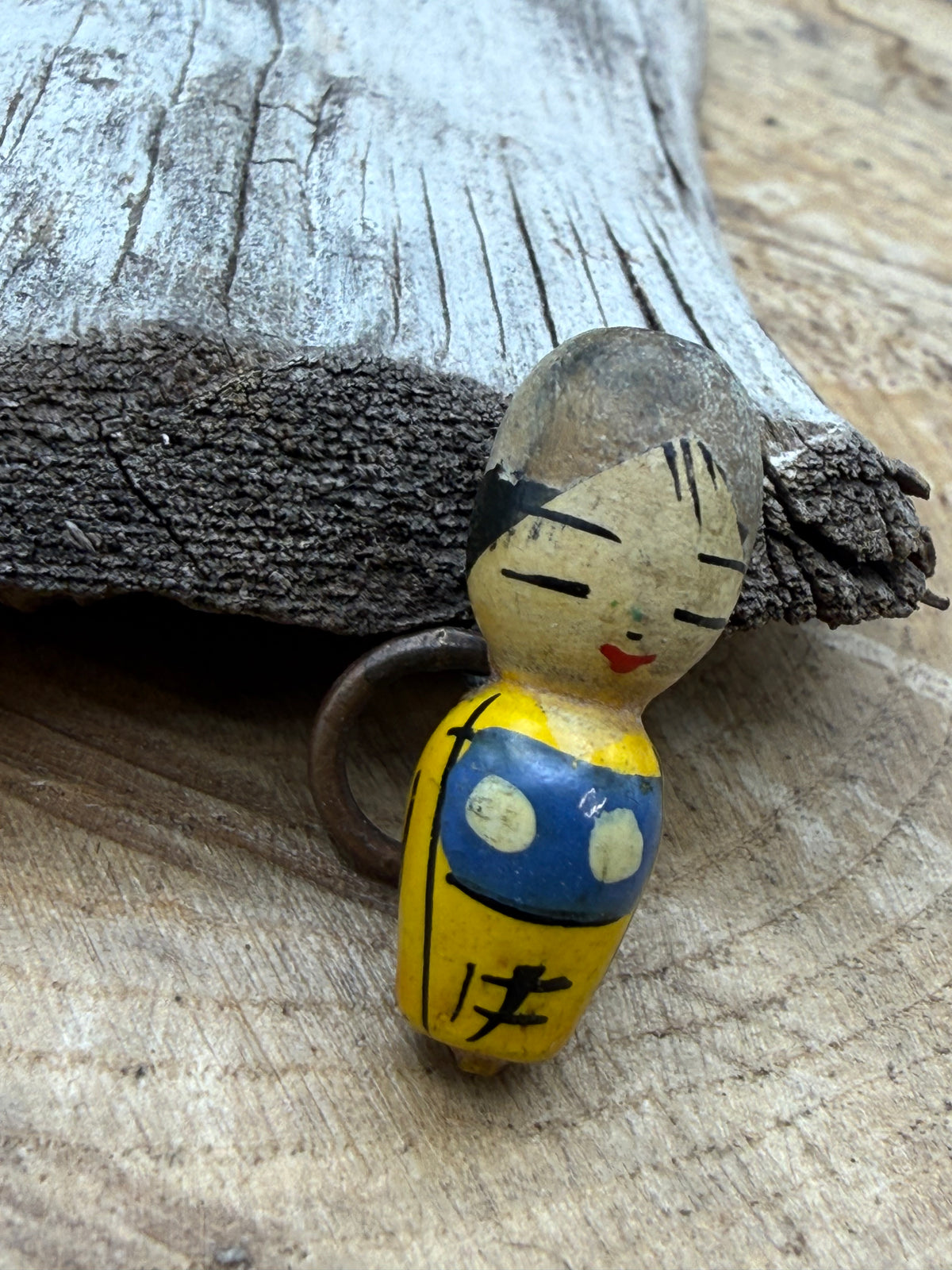 Vintage Painted Wood Kokeshi Doll Charm