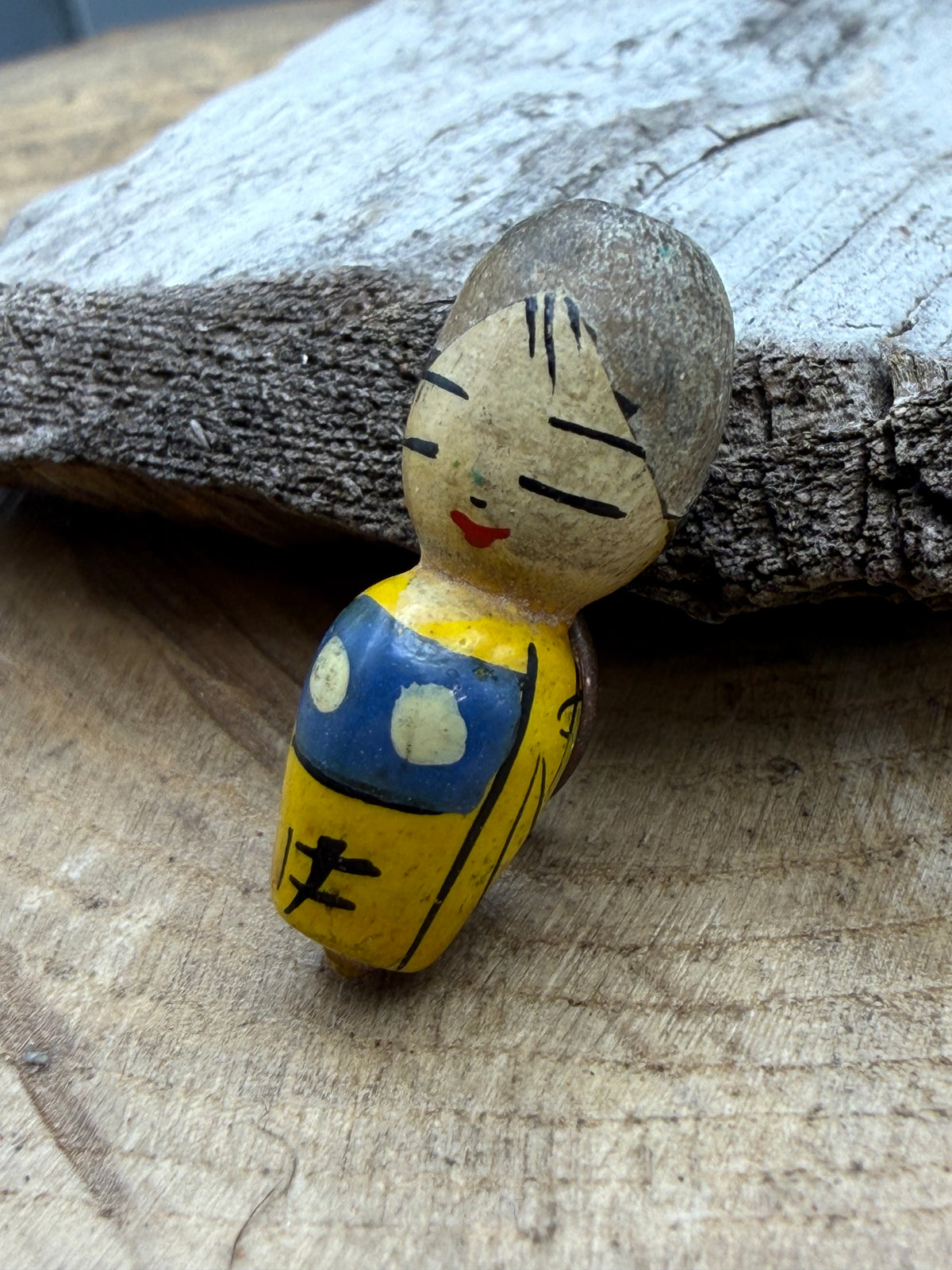 Vintage Painted Wood Kokeshi Doll Charm