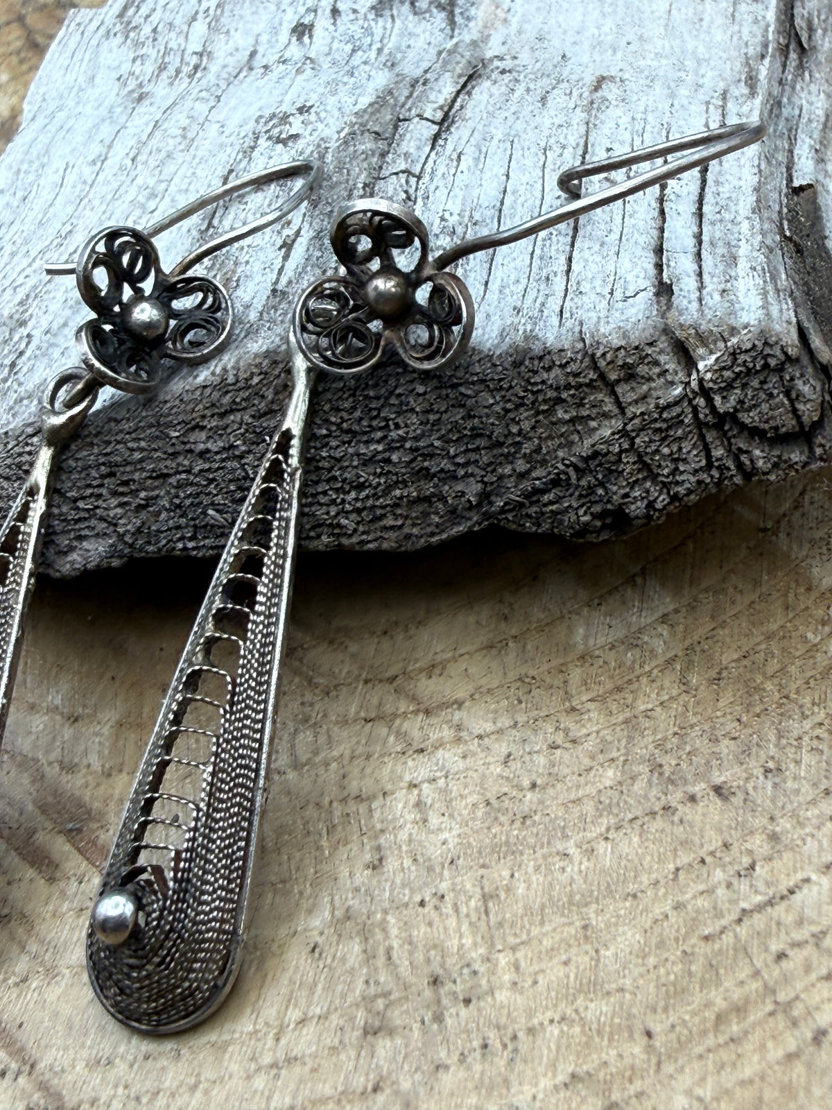 Vintage Floral Filigree Drop Earrings