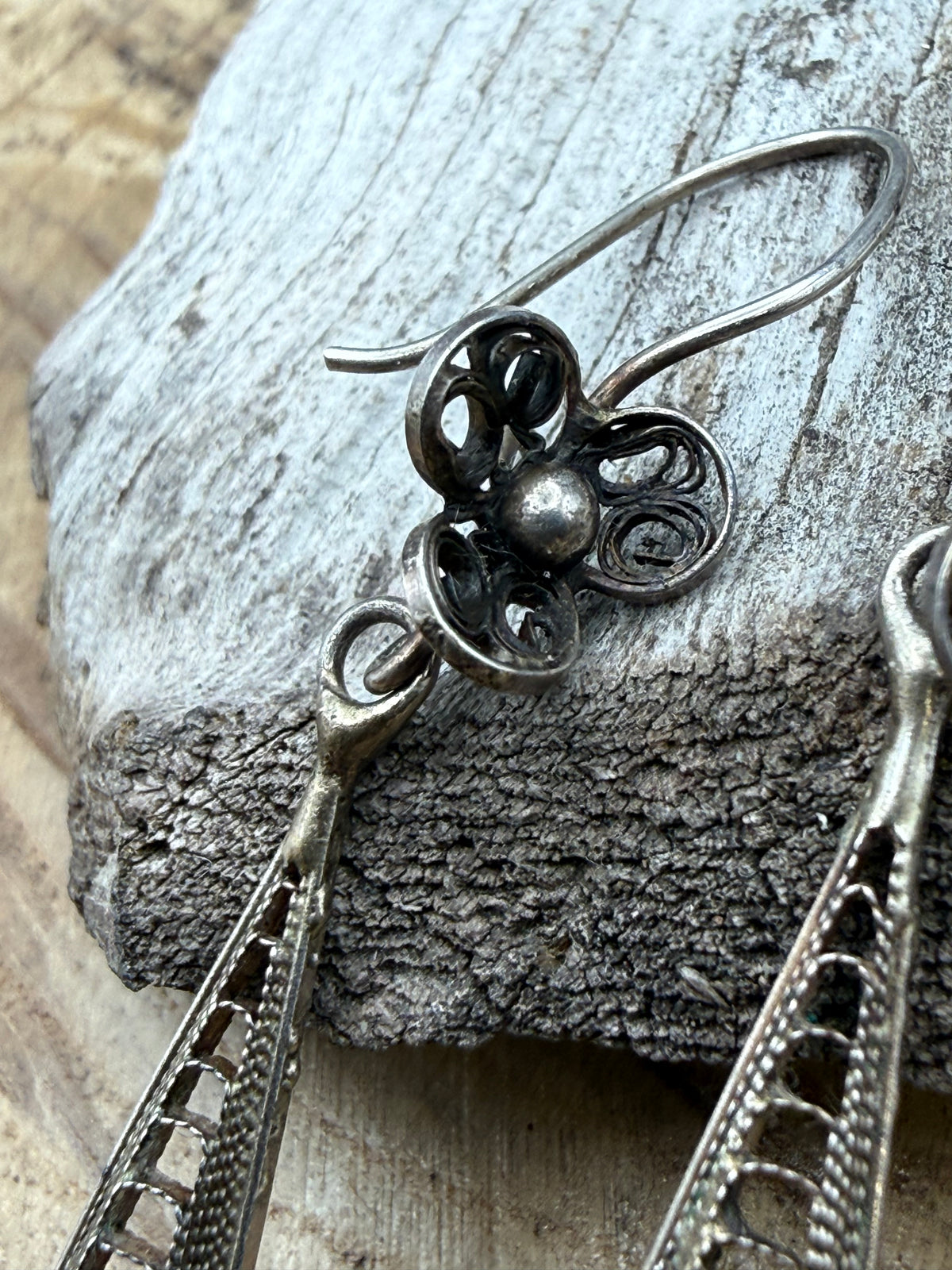 Vintage Floral Filigree Drop Earrings