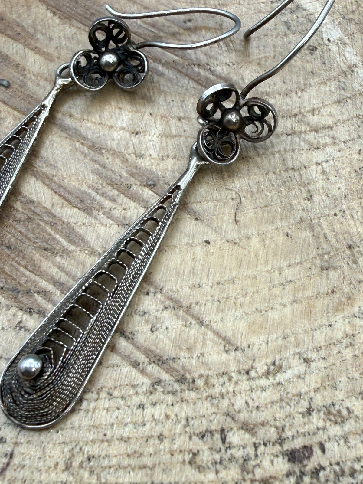 Vintage Floral Filigree Drop Earrings