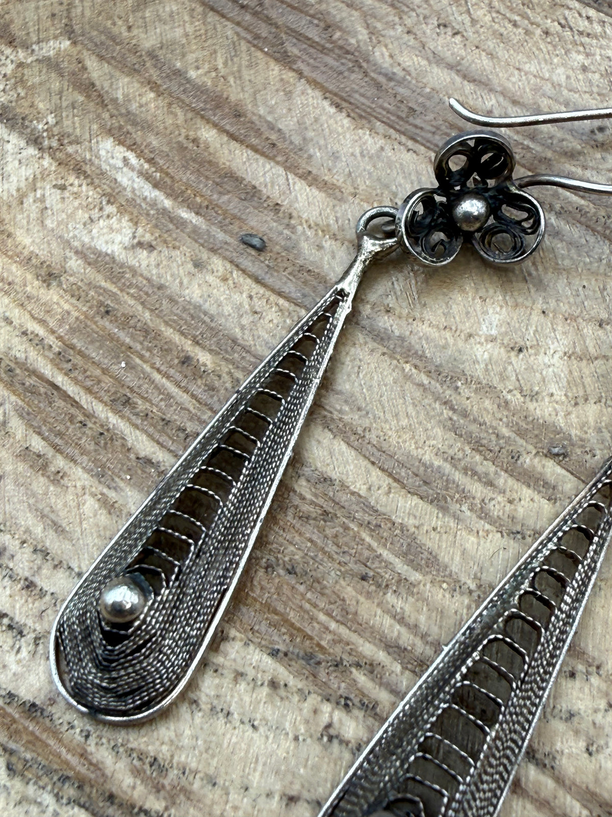 Vintage Floral Filigree Drop Earrings