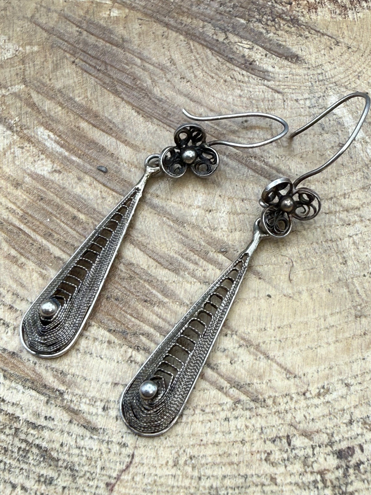 Vintage Floral Filigree Drop Earrings