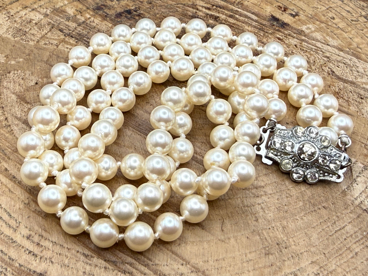 Vintage Double Strand Faux Pearl Necklace