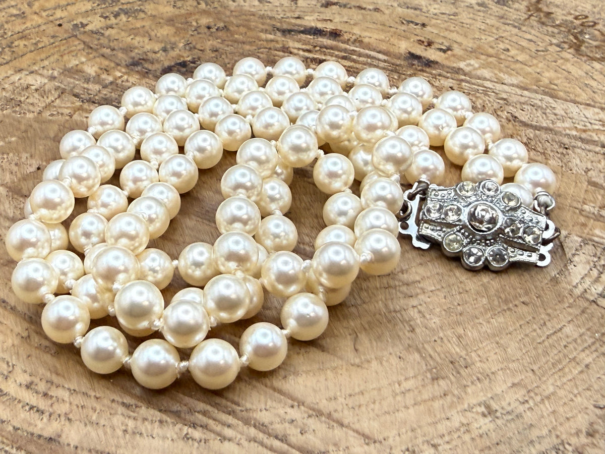 Vintage Double Strand Faux Pearl Necklace