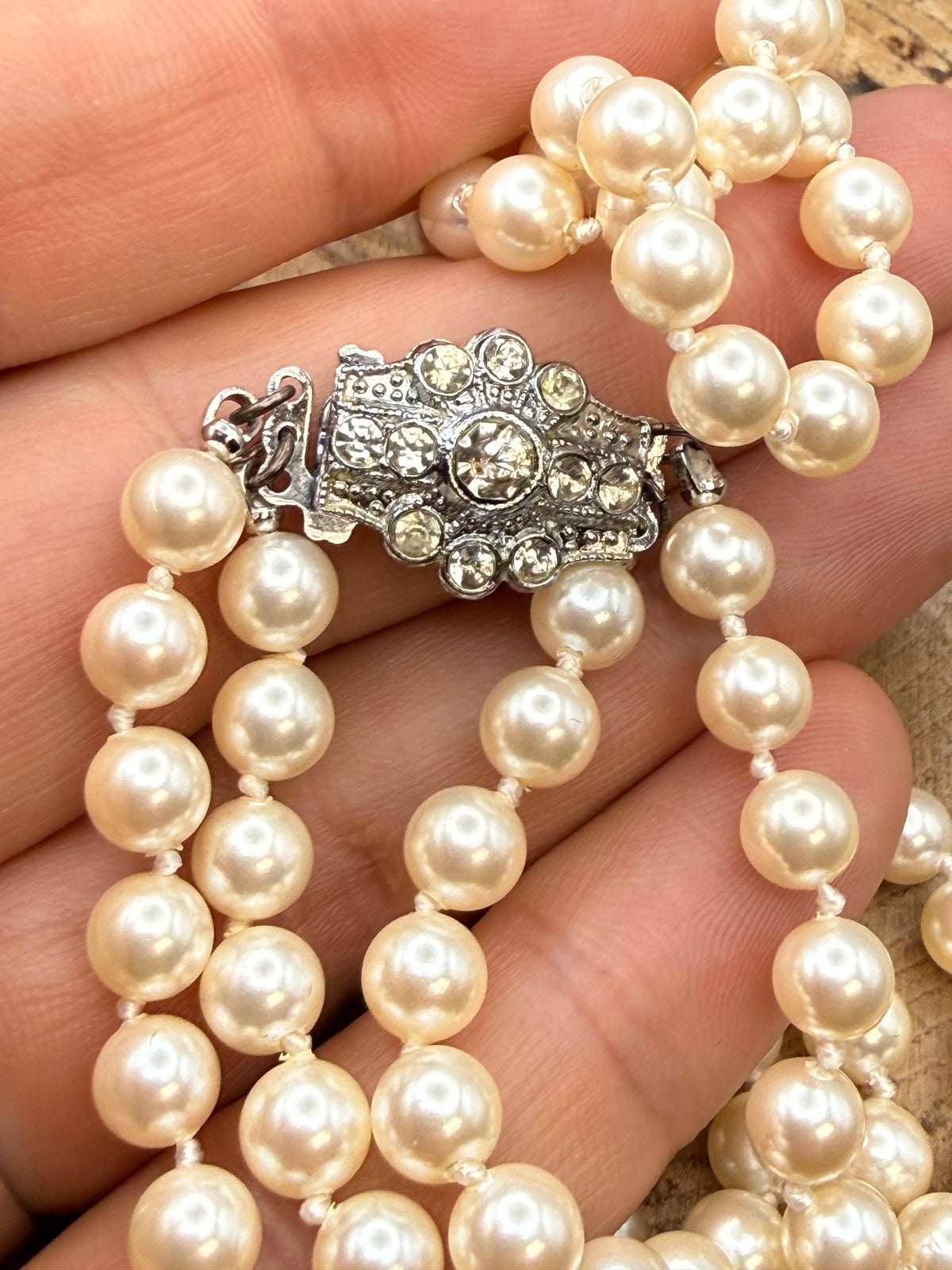 Vintage Double Strand Faux Pearl Necklace