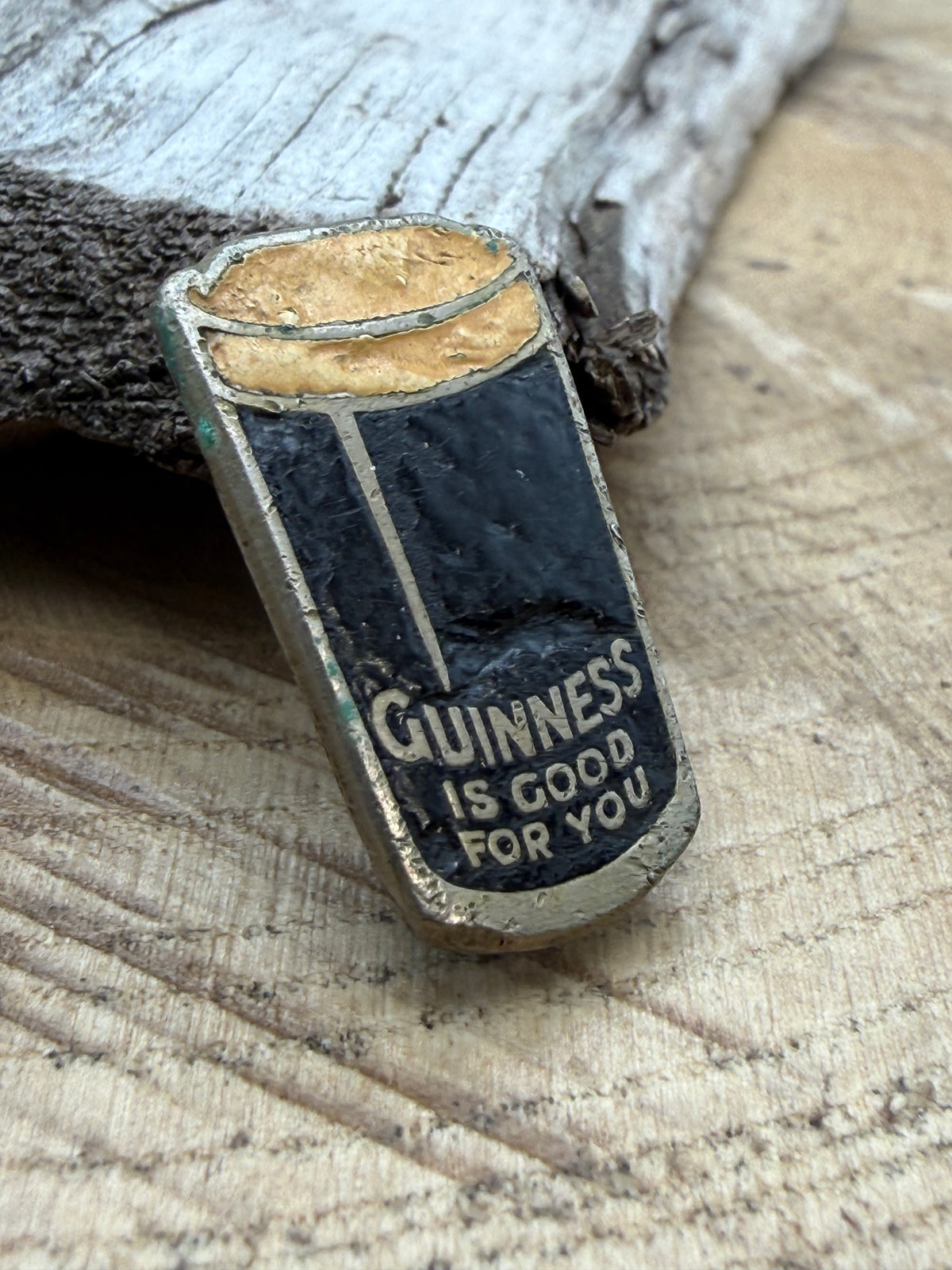 Vintage 1930s Guinness Pint Glass Enamel Badge