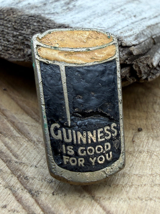 Vintage 1930s Guinness Pint Glass Enamel Badge