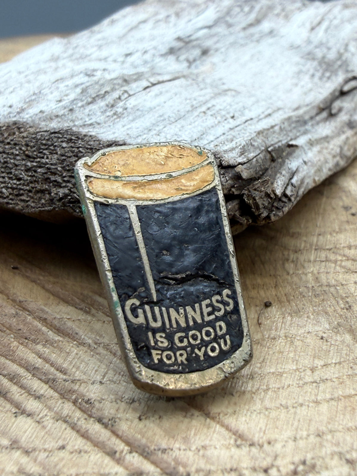 Vintage 1930s Guinness Pint Glass Enamel Badge