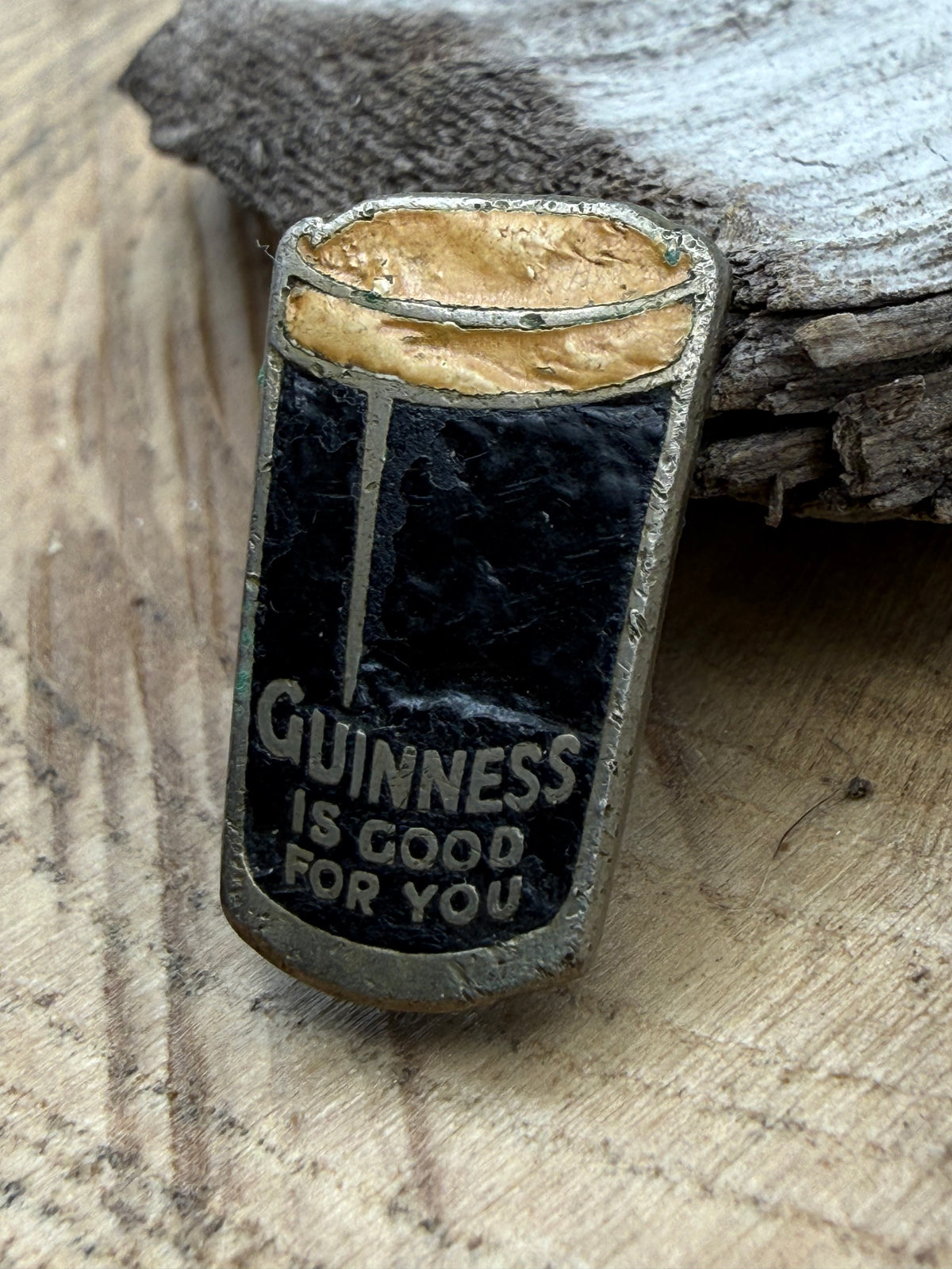 Vintage 1930s Guinness Pint Glass Enamel Badge