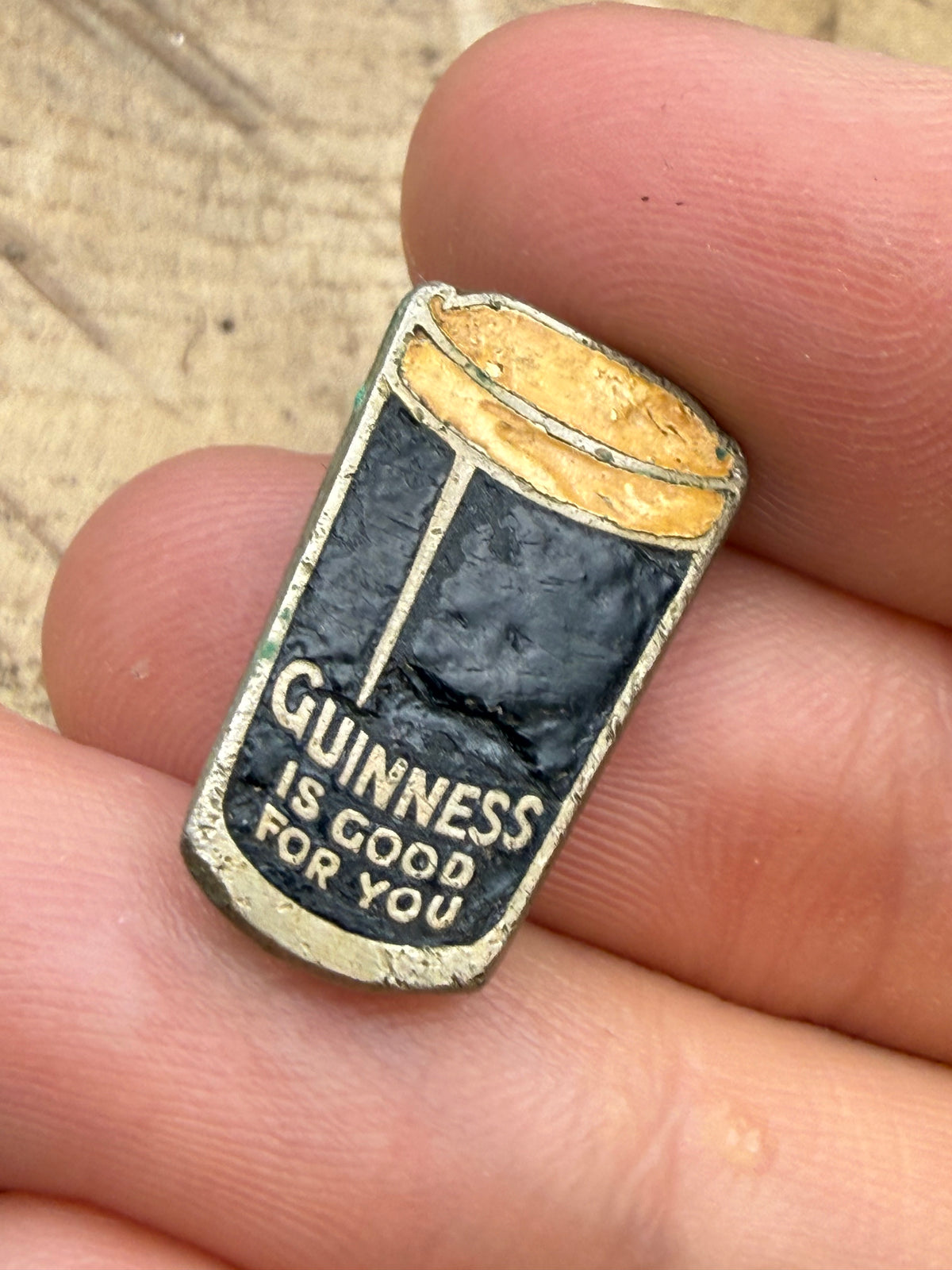 Vintage 1930s Guinness Pint Glass Enamel Badge