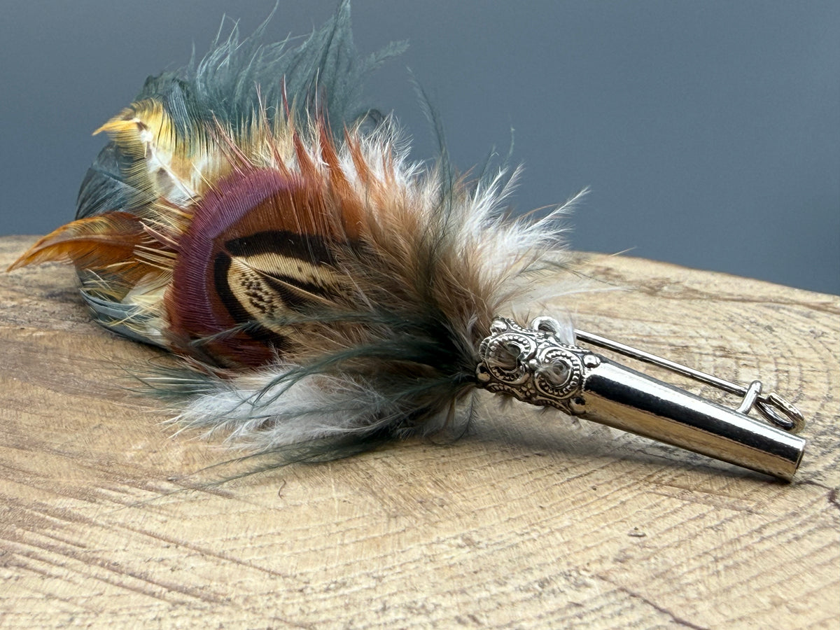 Ornate Feather Hat Brooch