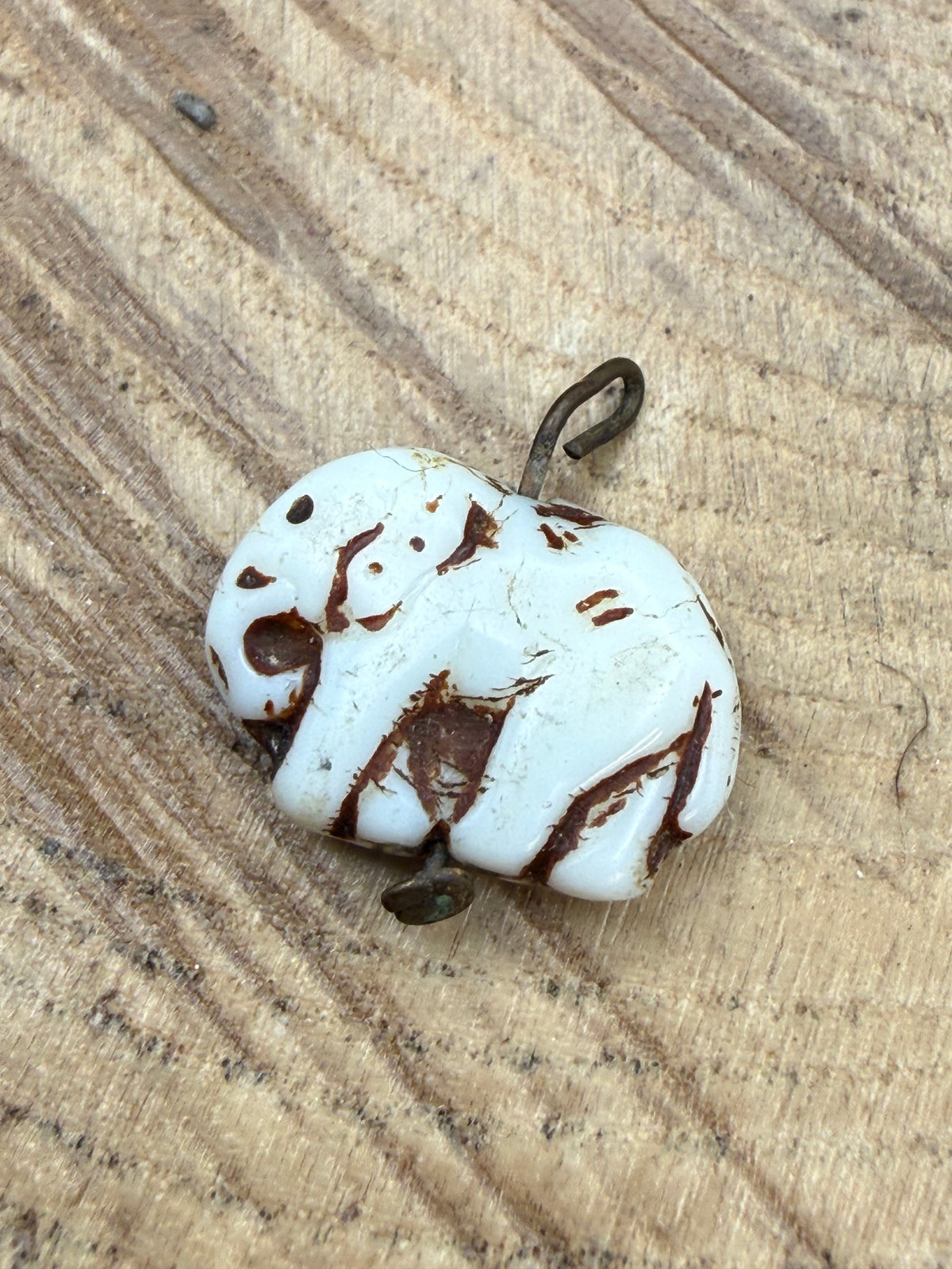 Vintage Czech Milk Glass Elephant Pendant